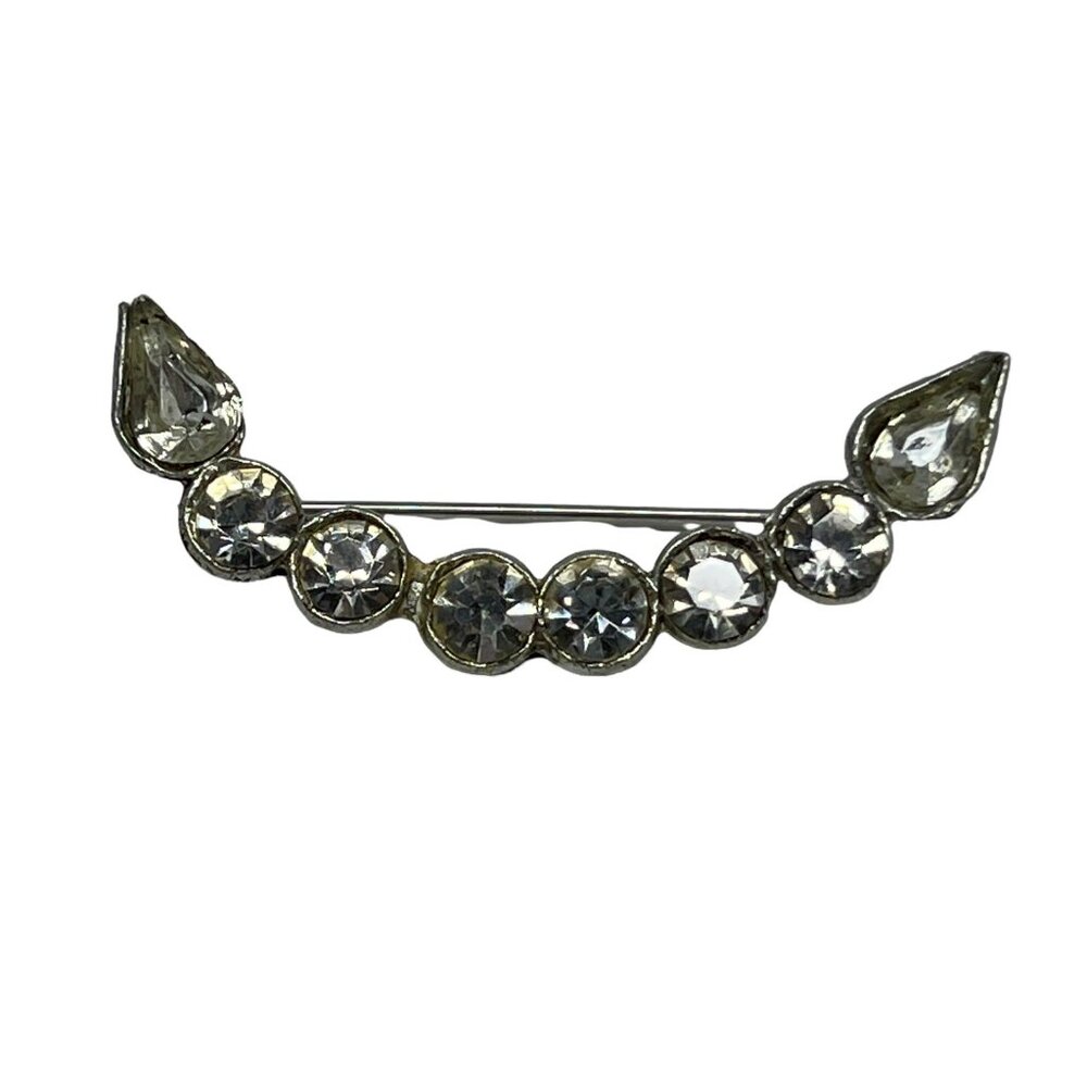 Rhinestone Brooch Half Moon Statement Brooch Vintage‎